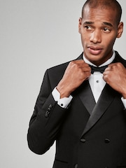 Black Slim Fit Double Breasted Suit Jacket - Image 5 of 11