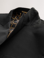 Black Slim Fit Double Breasted Suit Jacket - Image 9 of 11