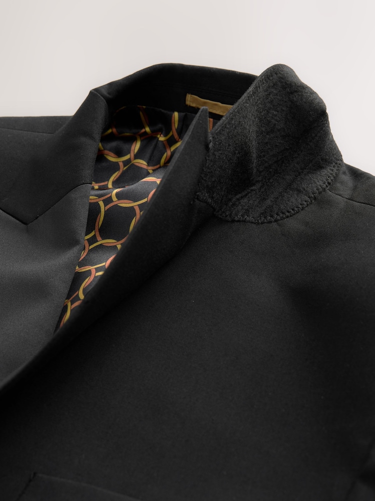 Black Slim Fit Double Breasted Suit Jacket - Image 9 of 11