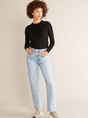 Albaray Womens Blue Boyfriend Bleach Wash Jeans - Image 1 of 5