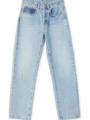 Albaray Womens Blue Boyfriend Bleach Wash Jeans - Image 5 of 5