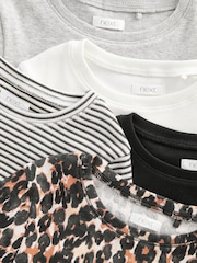 Black/Animal/White/Stripe 5 Pack Ribbed Long Sleeve Tops (3-16yrs) - Image 3 of 3