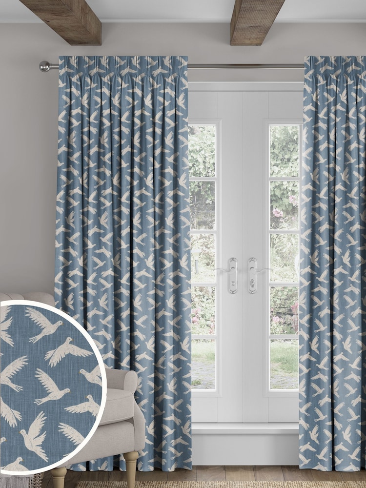 Sanderson Blue Paper Doves Made To Measure Curtains - Image 1 of 8