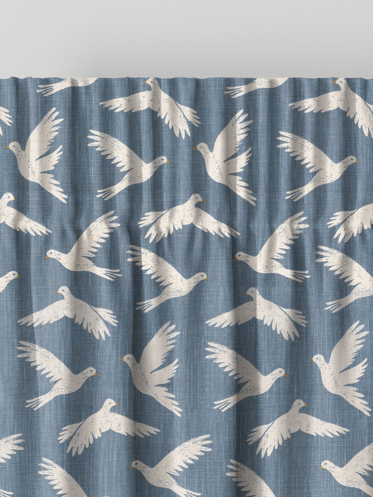 Sanderson Blue Paper Doves Made To Measure Curtains - Image 6 of 8