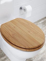 CROYDEX Brown Tramonti Light Oak Effect TG Toilet Seat - Image 1 of 4