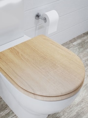 Croydex Brown Levico Teak Effect D Shape Toilet Seat - Image 1 of 4