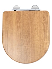 Croydex Brown Levico Teak Effect D Shape Toilet Seat - Image 2 of 4
