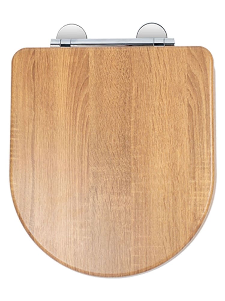 Croydex Brown Levico Teak Effect D Shape Toilet Seat - Image 2 of 4