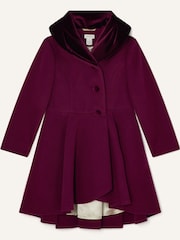 Monsoon Red Velvet Shawl Collar Pleated Coat - Image 1 of 2
