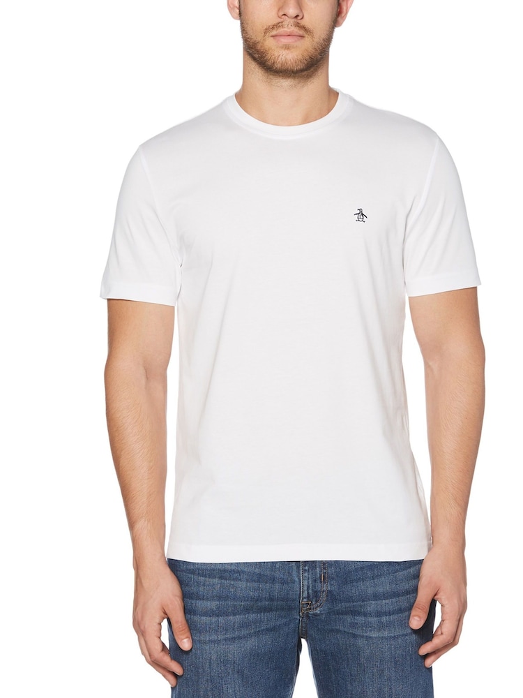 White - Original Penguin Pin Point 100% Cotton Logo T-Shirt - Image 1 of 3 White - Original Penguin Pin Point 100% Cotton Logo T-Shirt - Image 1 of 3