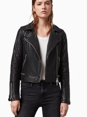 AllSaints Black Conroy Leather Biker Jacket - Image 1 of 10