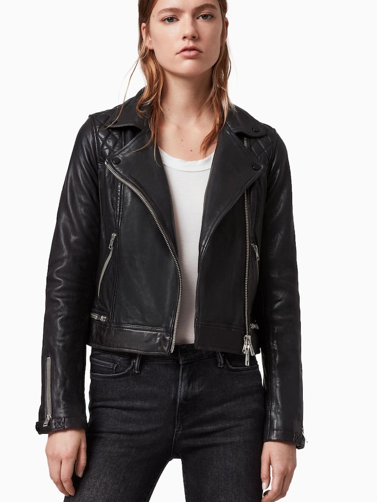 AllSaints Black Conroy Leather Biker Jacket - Image 1 of 10 AllSaints Black Conroy Leather Biker Jacket - Image 1 of 10