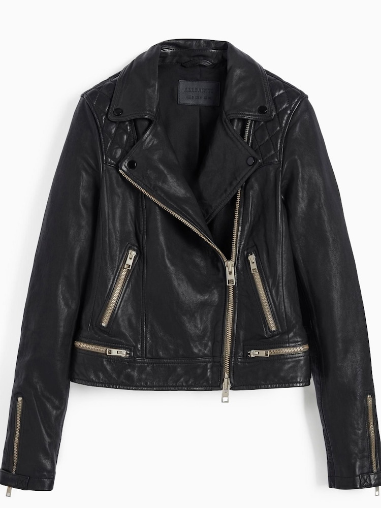 AllSaints Black Conroy Leather Biker Jacket - Image 10 of 10 AllSaints Black Conroy Leather Biker Jacket - Image 10 of 10