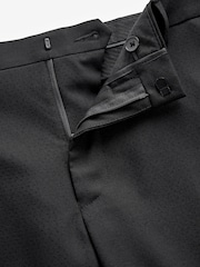 Black Skinny Fit Patterned Tuxedo Suit: Trousers - Image 3 of 4