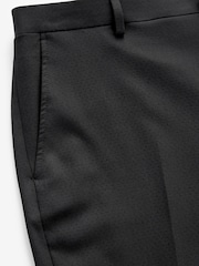 Black Skinny Fit Patterned Tuxedo Suit: Trousers - Image 4 of 4