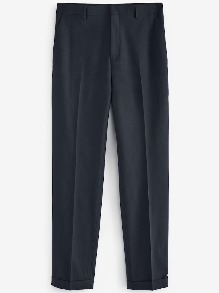 Navy Skinny Fit Patterned Tuxedo Suit: Trousers - Image 1 of 4