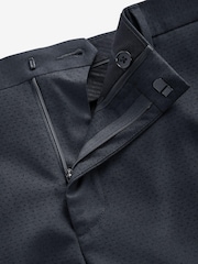 Navy Skinny Fit Patterned Tuxedo Suit: Trousers - Image 4 of 4