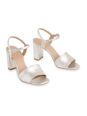 Whistles Silver High Block Heel Lilley Sandals - Image 2 of 3