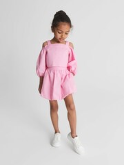 Reiss Pink Sofia Junior Bubble Hem Mini Skirt - Image 1 of 5