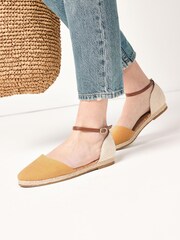 Yellow Closed Toe Ankle Strap Espadrille Shoes - Image 1 of 8