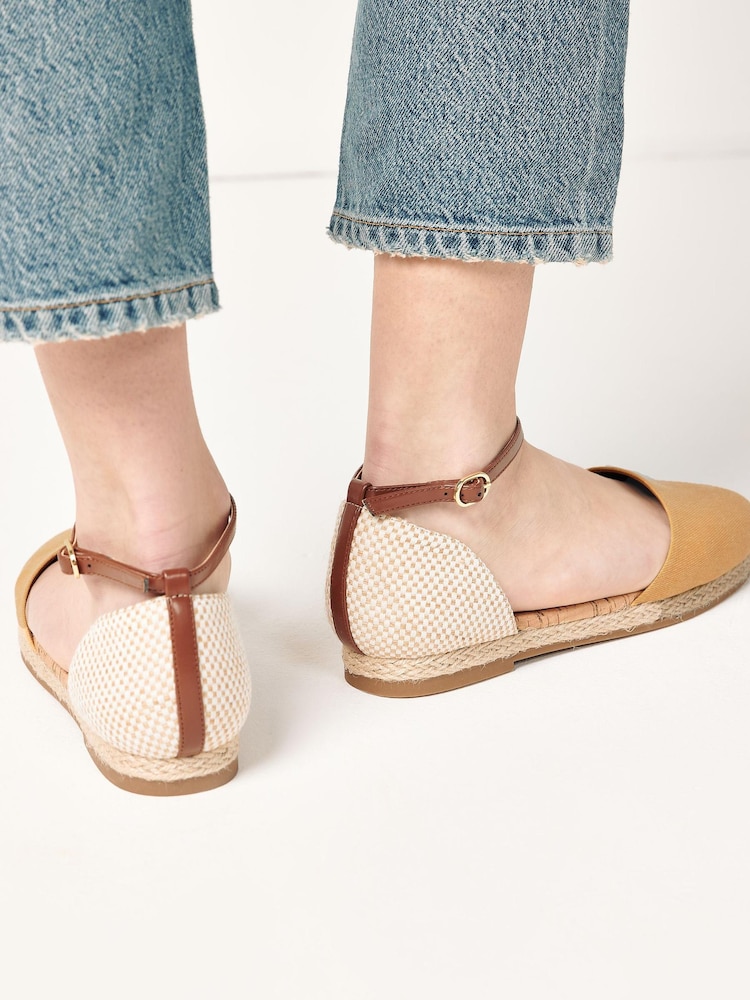 Yellow Closed Toe Ankle Strap Espadrille Shoes - Image 2 of 8