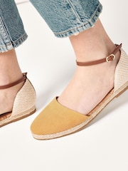 Yellow Closed Toe Ankle Strap Espadrille Shoes - Image 3 of 8