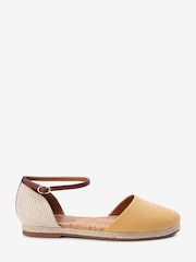 Yellow Closed Toe Ankle Strap Espadrille Shoes - Image 4 of 8