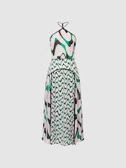 Reiss Pink/Green Alex Cut-Out Midi Dress - Image 2 of 5