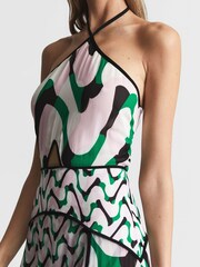 Reiss Pink/Green Alex Cut-Out Midi Dress - Image 4 of 5