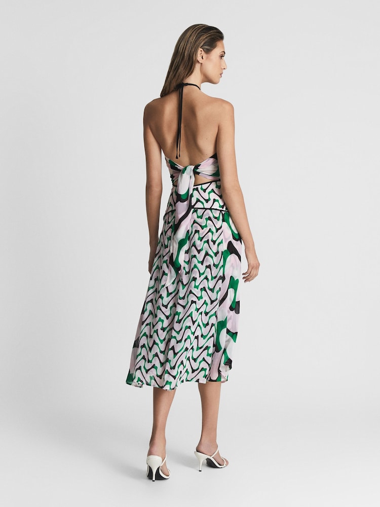 Reiss Pink/Green Alex Cut-Out Midi Dress - Image 5 of 5