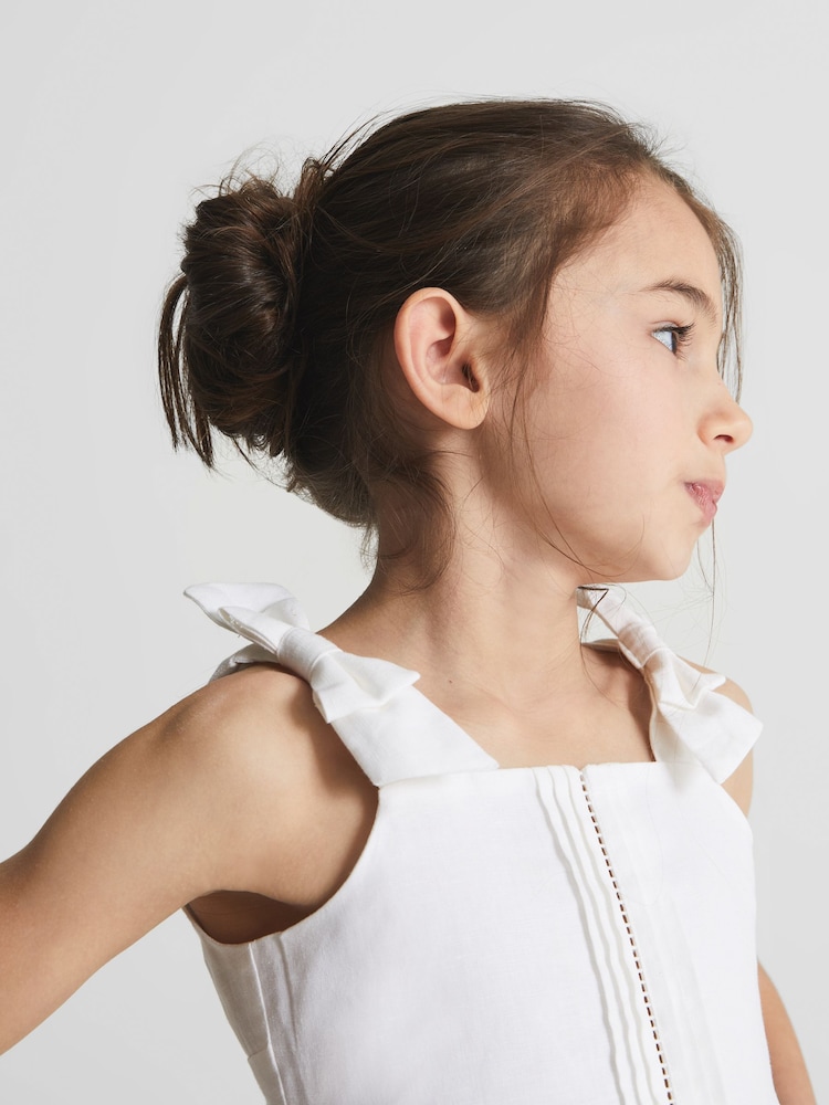 Reiss White Ebba Junior Tie Shoulder Crop Top - Image 1 of 6