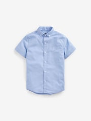 Albastru - Mânecă scurtă Cotton Rich Oxford Shirt (3-16yrs) - Image 1 of 3