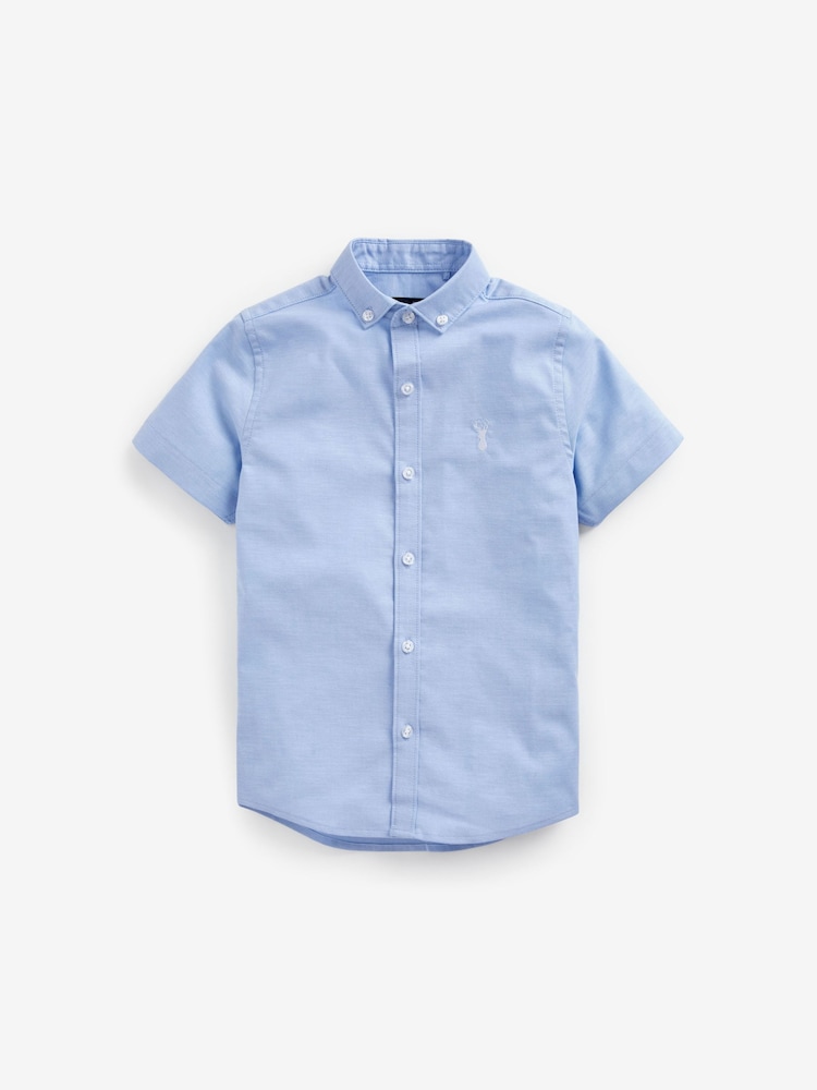 Albastru - Mânecă scurtă Cotton Rich Oxford Shirt (3-16yrs) - Image 1 of 3