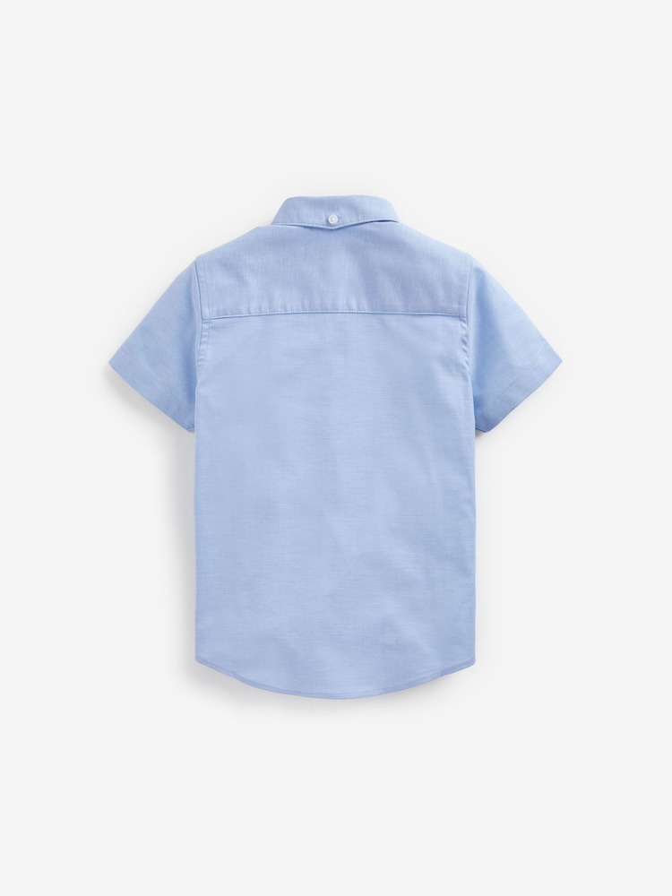 Albastru - Mânecă scurtă Cotton Rich Oxford Shirt (3-16yrs) - Image 2 of 3