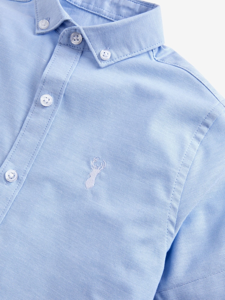 Albastru - Mânecă scurtă Cotton Rich Oxford Shirt (3-16yrs) - Image 3 of 3