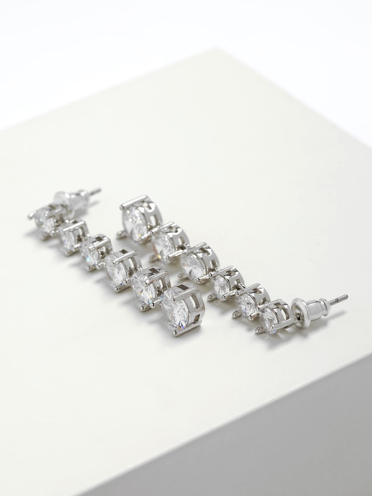 Silver Tone Crystal Drop Earrings - Image 1 of 1