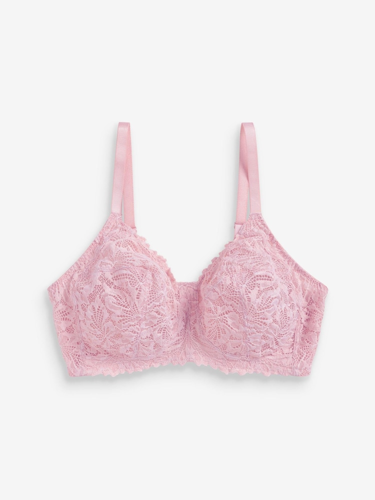 Розовый - Total Support Non Pad Non Wire Full Cup Lace Ultimate Comfort Bra B-H - Изображение 5 из 5