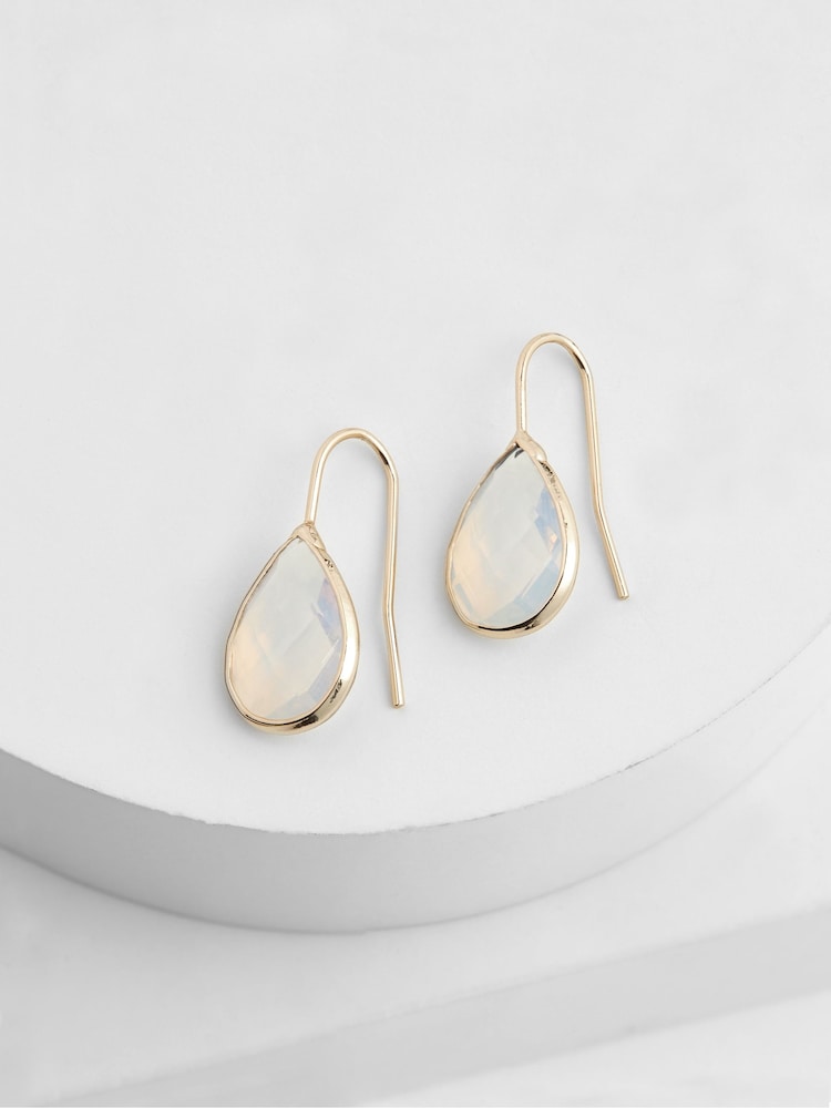 Gold Tone Teardrop Opal Earrings - Image 1 of 1