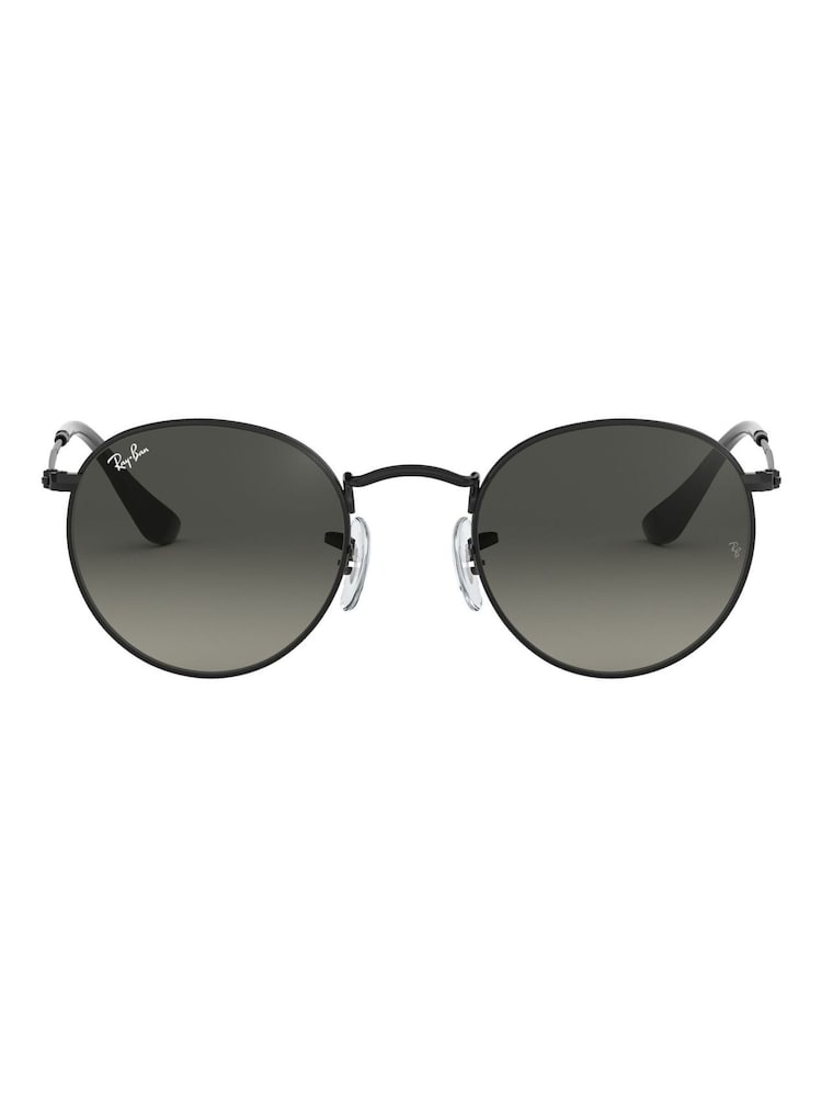 Gläser mit Farbverlauf, Schwarz und Grau - Ray-Ban Runde, große Sonnenbrille mit Metallfassung - Bild 2 von 12