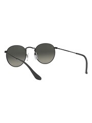 Gläser mit Farbverlauf, Schwarz und Grau - Ray-Ban Runde, große Sonnenbrille mit Metallfassung - Bild 8 von 12