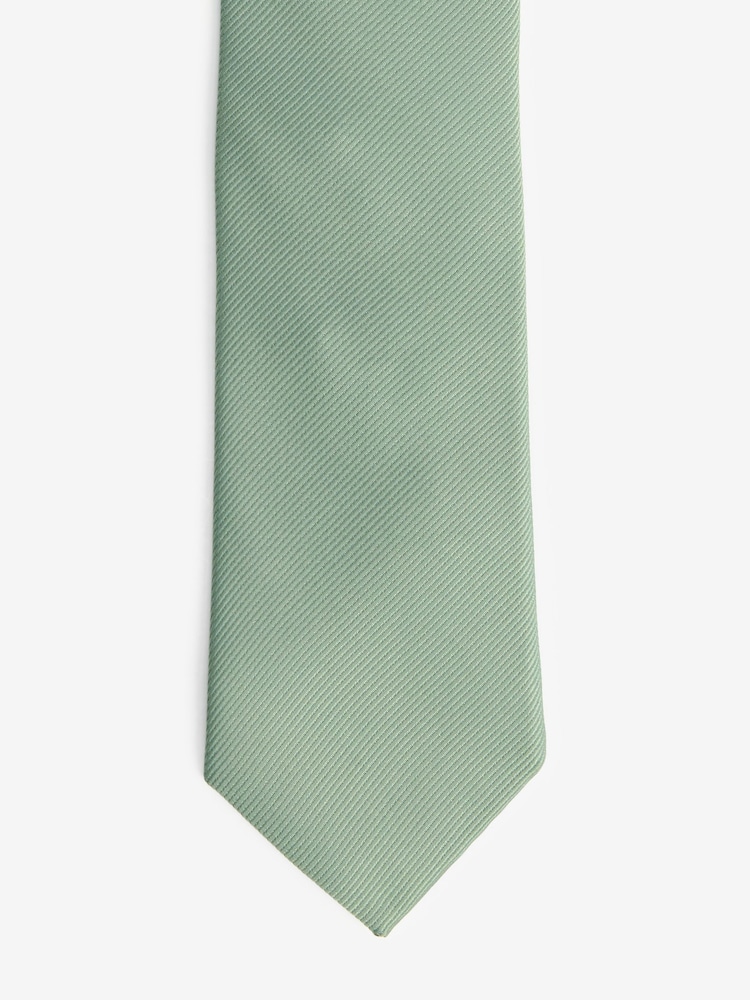 Sage Green Slim Twill Tie - Image 2 of 3