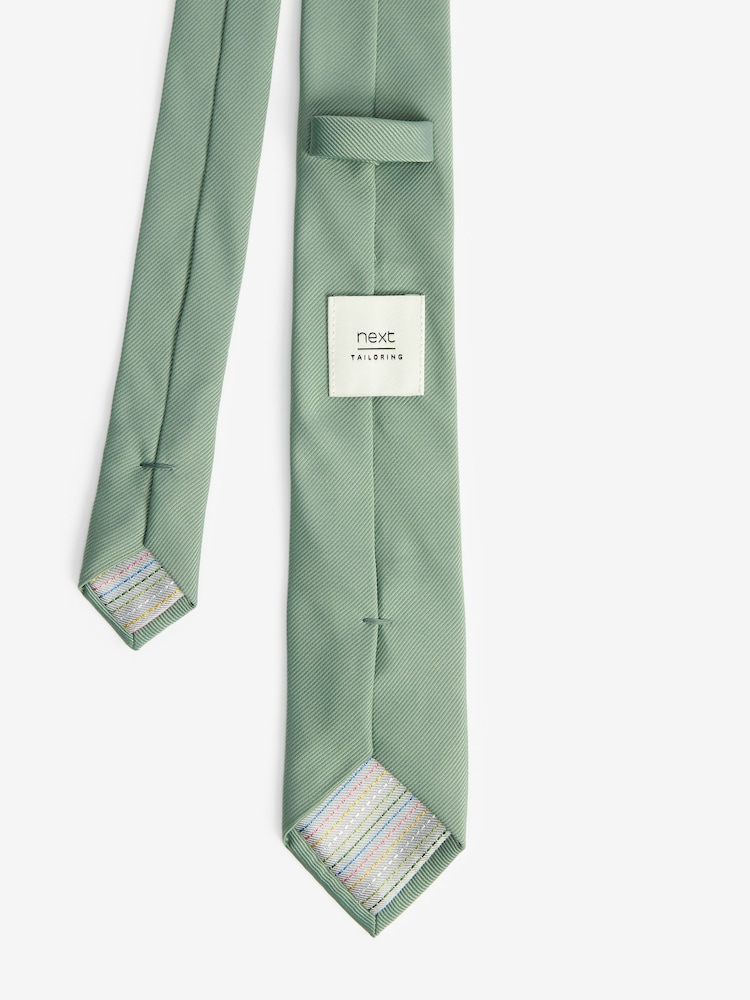 Sage Green Slim Twill Tie - Image 3 of 3