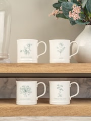 Mary Berry Set of 4 White Flowers Garden Espresso Mugs - Image 1 of 3
