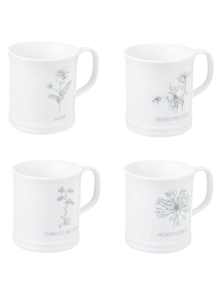 Mary Berry Set of 4 White Flowers Garden Espresso Mugs - Image 2 of 3 Mary Berry Set of 4 White Flowers Garden Espresso Mugs - Image 2 of 3