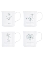 Mary Berry Set of 4 White Flowers Garden Espresso Mugs - Image 3 of 3