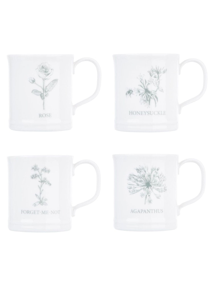 Mary Berry Set of 4 White Flowers Garden Espresso Mugs - Image 3 of 3