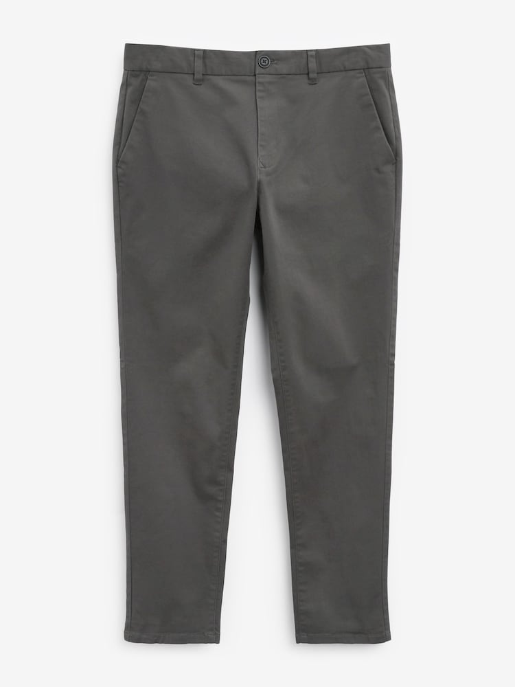 Dunkelgrau - reguläre Passform mit schmal zulaufendem Bein - Stretch-Chinohose - Image 6 of 8