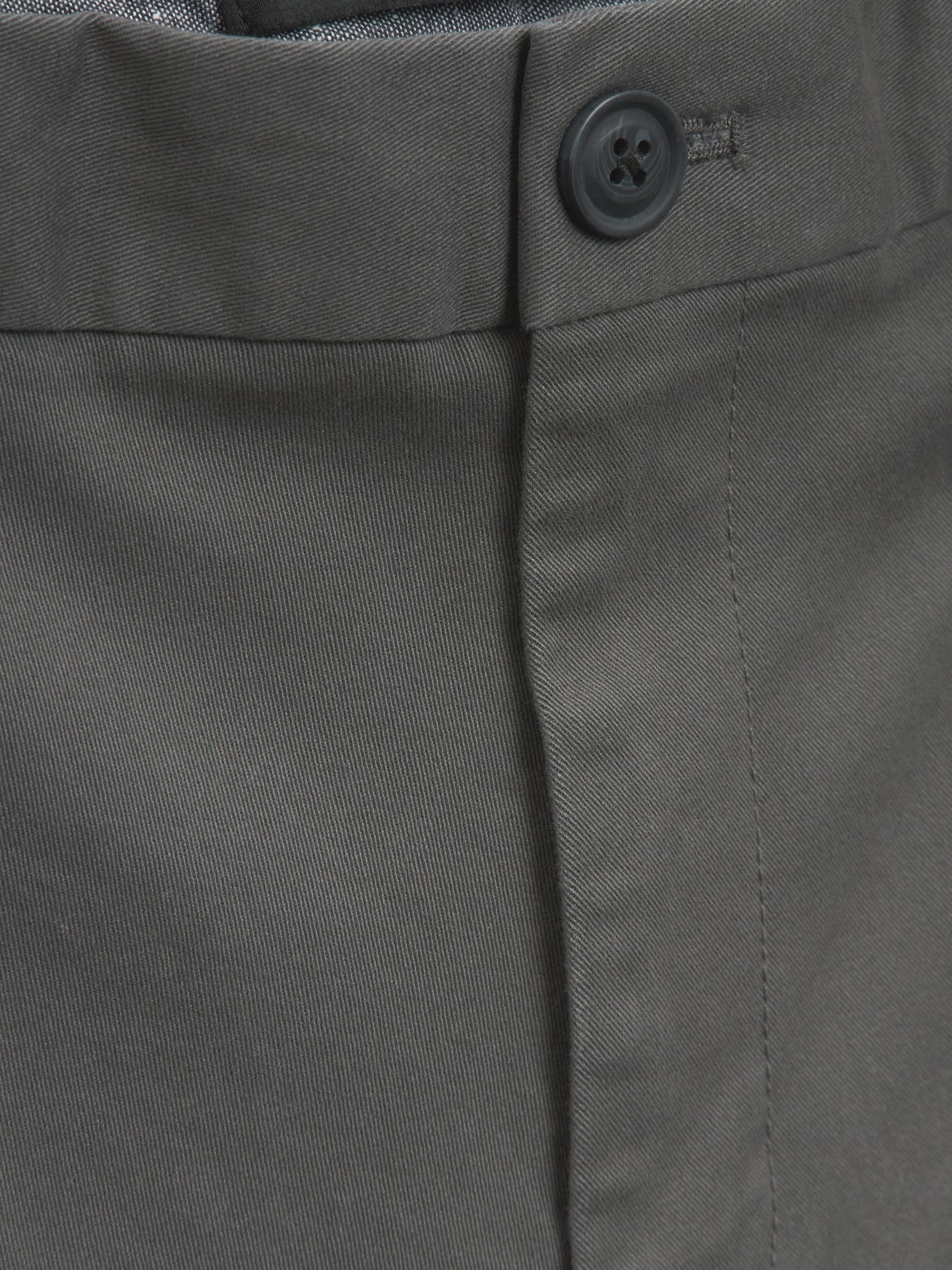 Buy Grey Dark Regular Tapered Fit Stretch Chinos Trousers