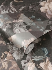 Graham & Brown Grey Timepiece Floral 10M Wallpaper - Image 2 of 3