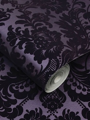Graham & Brown Purple Damask 10M Wallpaper - Image 2 of 3